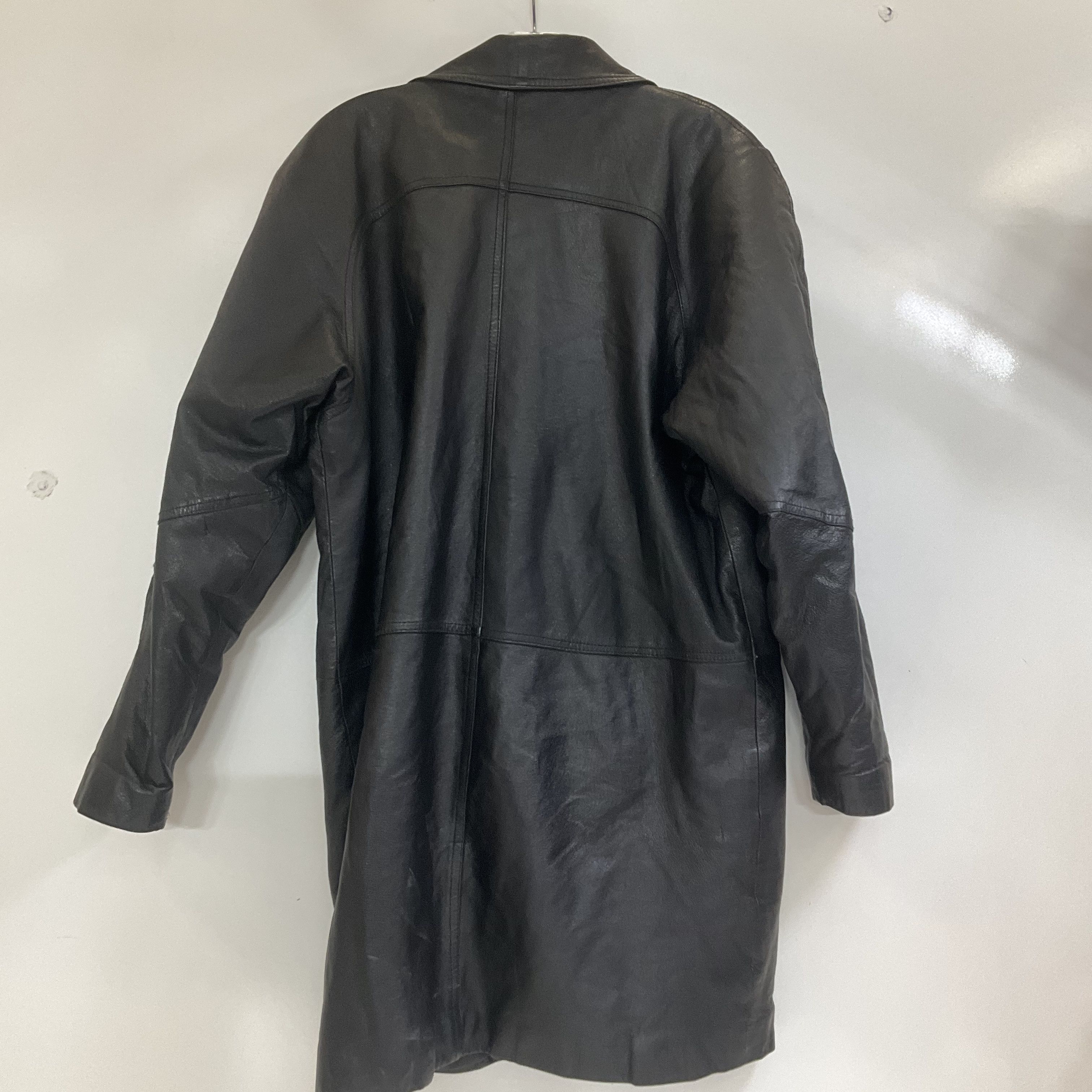 Vintage 90s NYDA Black Genuine Leather Longline Coat Womens Size L
