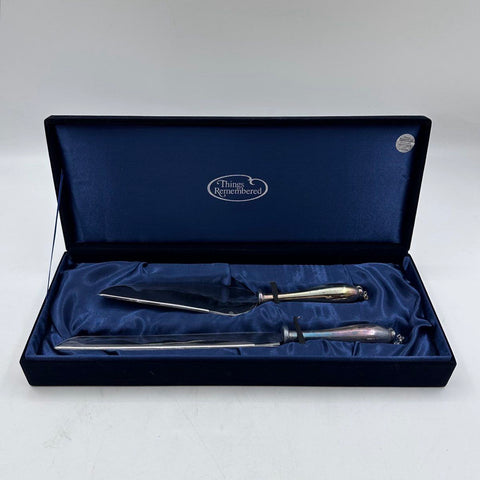 Things Remembered Cake Serving Set 2pc Stainless Steel Swarovski Crystals