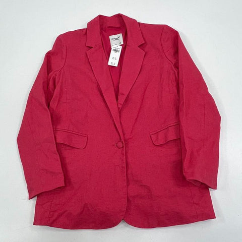 Abercrombie & Fitch Pink Single-Breasted Linen Blend Blazer Jacket Women's S NWT
