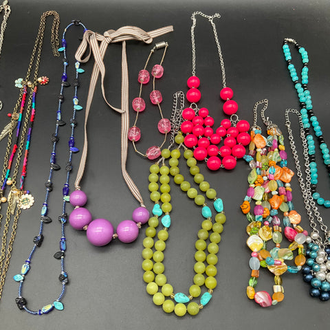 Wearable Costume Jewelry Lot of 12 Necklaces Beaded Statement Boho Styles