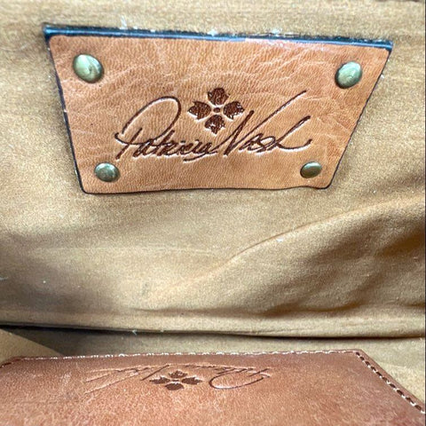 Patricia Nash Brown Leather Woven Link Crossbody Satchel Bag Brass Hardware