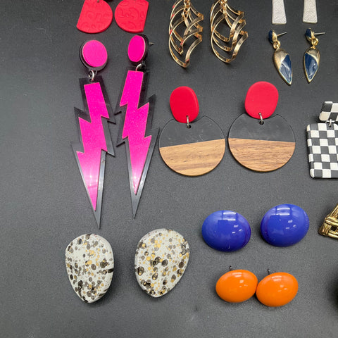 Mixed Fashion Earrings Jewelry Lot 20 Pairs Pierced Geometric Acrylic Boho