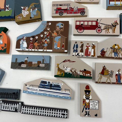 Vintage Lot Cat's Meow Village Wooden Shelf Sitters Nursery Rhyme Nativity