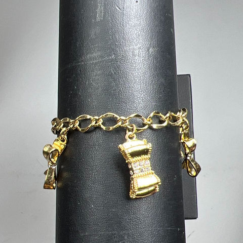 Kate Spade Gold Tone Rhinestone Bow Bracelet with Pouch
