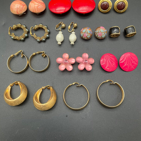 Vintage Napier Trifari Costume Jewelry Lot 17 Pairs Clip On Earrings