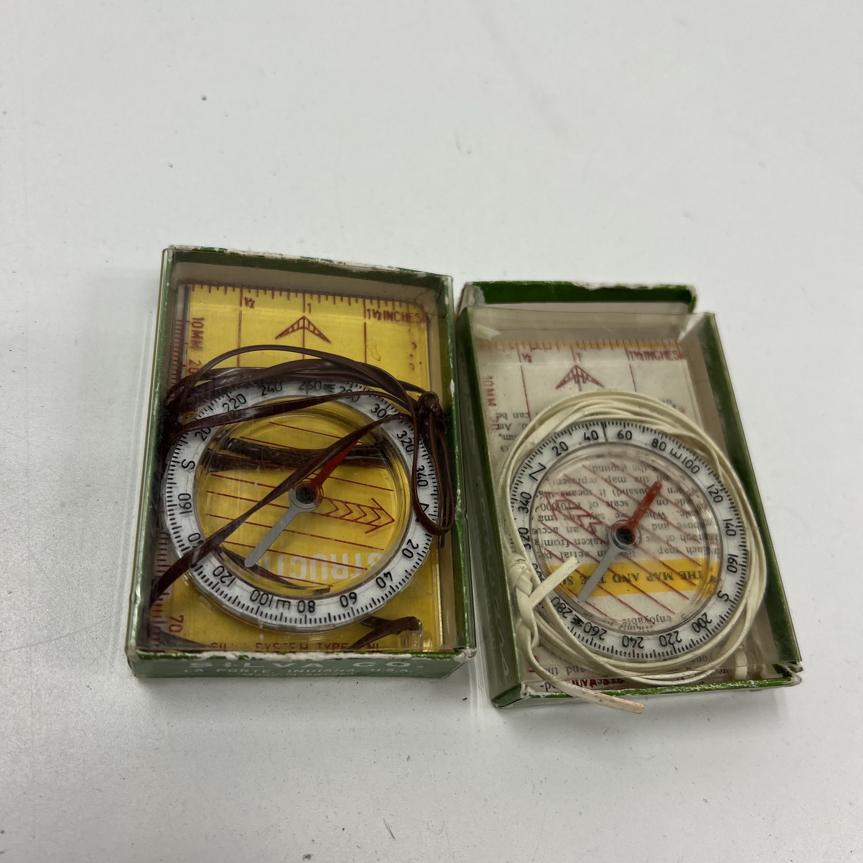 Lot Of Two Vintage Silva-System Type 7 Compasses Hiking Orienteering Mapping