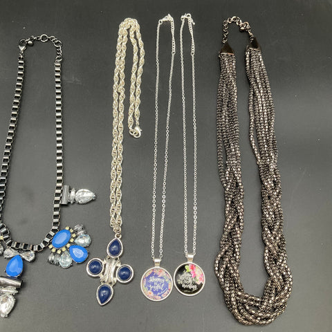 Fashion Jewelry Lot of 9 Necklaces Statement Beaded Faux Pearl Cross Pendants