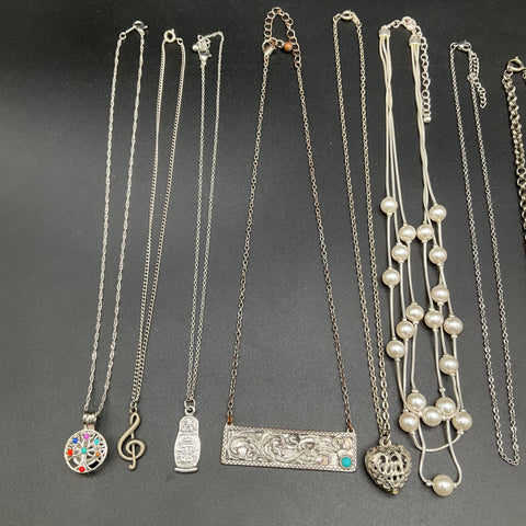 Mixed Costume Jewelry Necklace Lot 15pc Faux Pearl Pendants Vintage to Modern