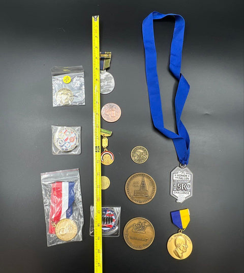Challenge Coin & Medal Lot Military Insurance Rotary 13 Pieces Vintage & Modern