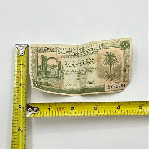 1950s United Kingdom of Libya Ten Piastres Banknote King Idris Paper Currency