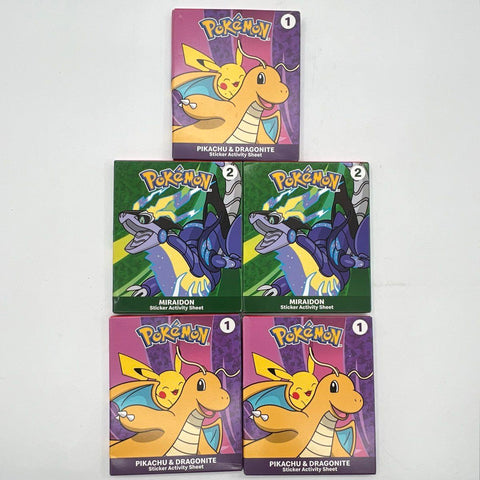 2024 McDonald's Pokemon Happy Meal Sticker Activity Lot 5 Pikachu Miraidon