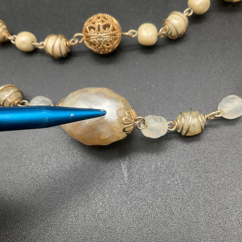 Vintage Kramer Gold Tone Multi-Strand Faux Baroque Pearl Glass Bead Necklace