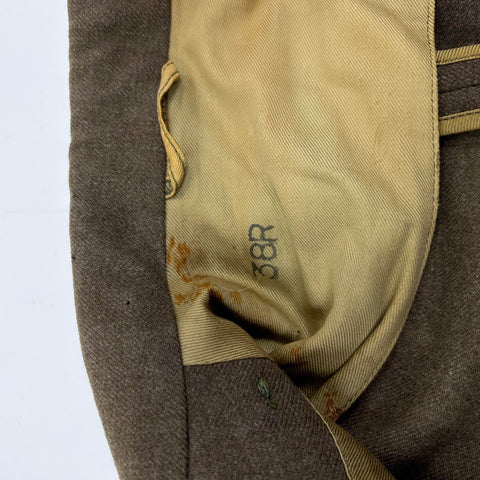 Vintage 1940s US Army Wool 4-Pocket Service Coat Tunic Brass Buttons Sz 38R