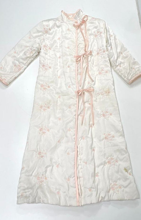 Vintage 80s Gilligan O'Malley Quilted Floral Blanket Robe Zipper Sz M