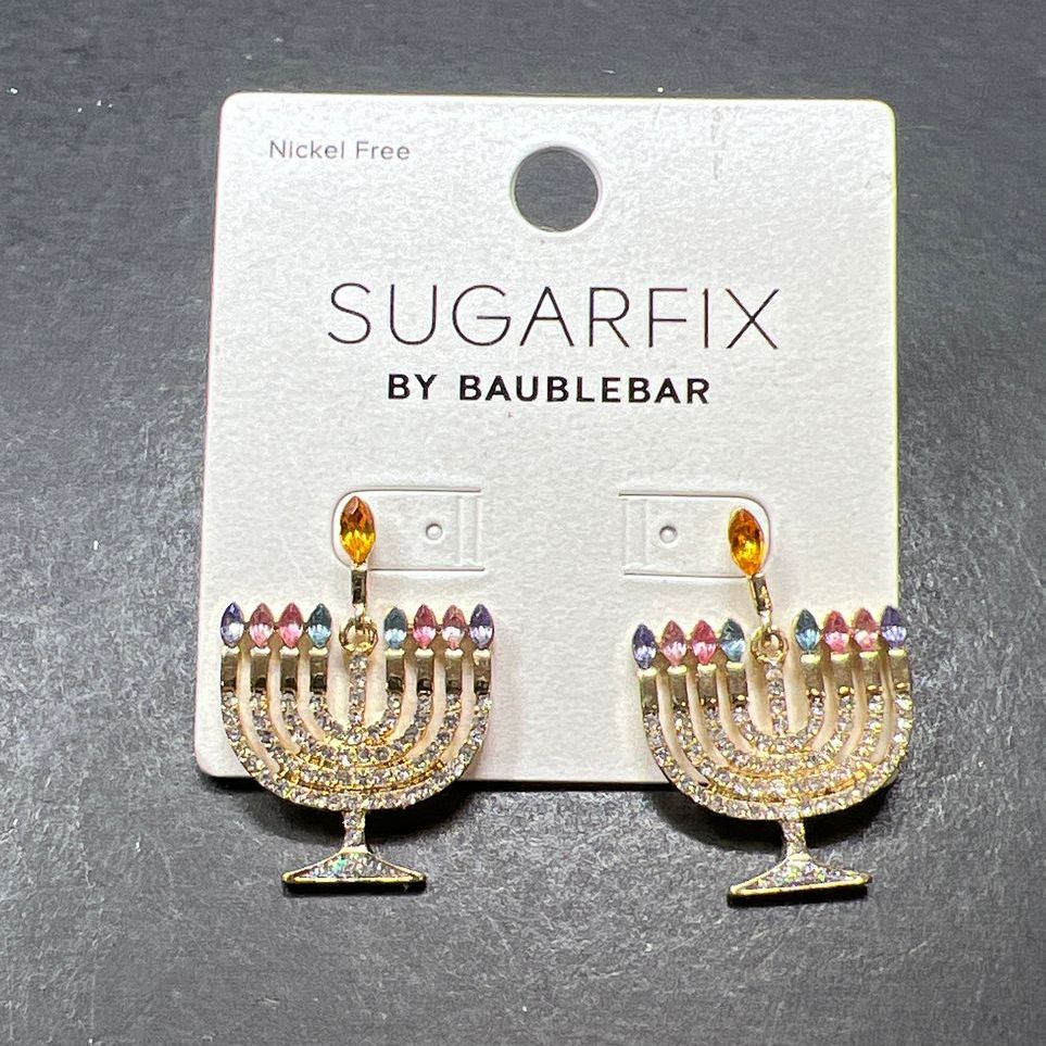 Sugarfix by Baublebar Rhinestone Menorah Earrings NWT