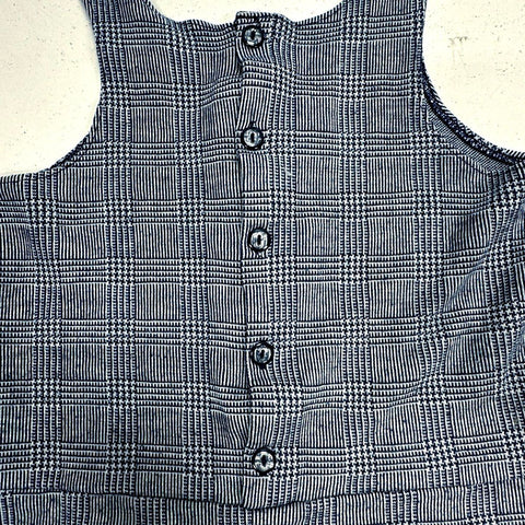 Vintage 90s Snoopy Girls Blue Glen Plaid Jumper Dress Peanuts Made in USA Sz 6