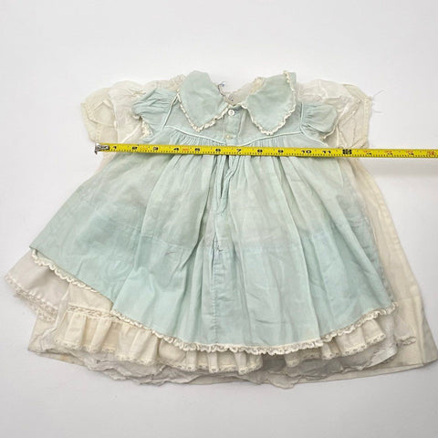 Vintage Lot 5 Baby Girls Dresses White Blue Lace Ruffle Pintuck Infant