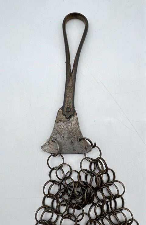 Antique Chainmail Pot Scrubber Metal Mesh Kitchen Scraper Patent 1885 Primitive
