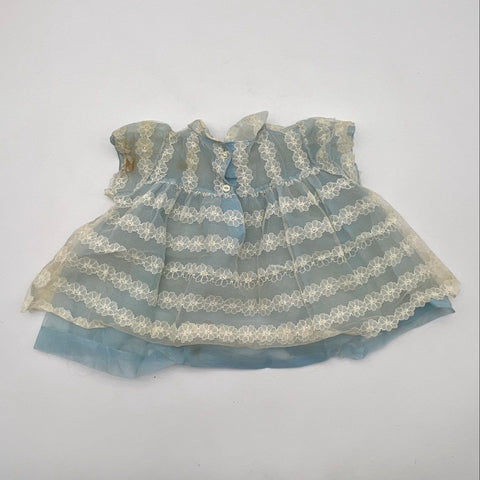 Vintage Style Doll Baby Dress Lot 4 Pieces Blue Pink Lace Mesh Prints
