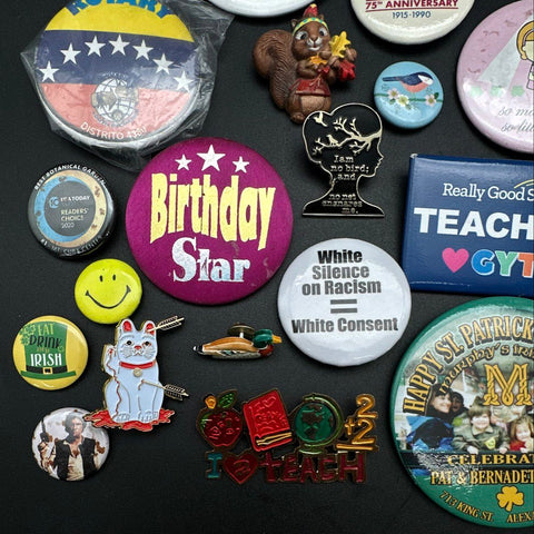 Vintage & Modern Pins Lot Mixed Enamel Button Star Wars Obama Political 40pc