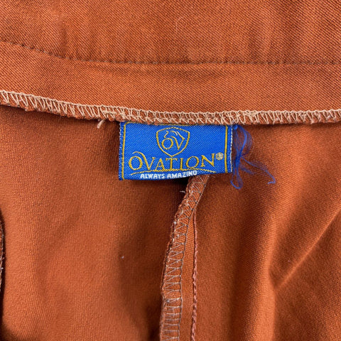 Ovation Women's Equestrian Jodhpurs Breeches Rust Burnt Orange Knee Patches 38L