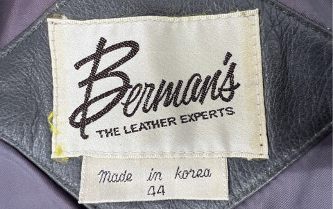 Vintage 80s Berman's Leather Blazer Two-Button Jacket Gray Sz 44