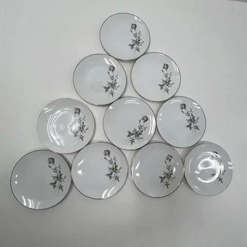Vintage Noritake Janette 604 Bread & Butter Plates 6.5" Set of 10 Platinum