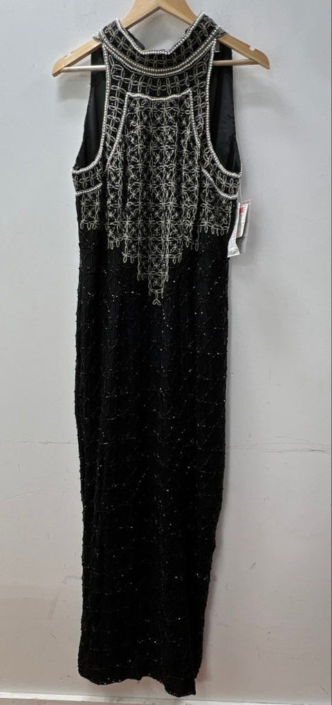 Vintage 90s Adrianna Papell Black Silk Beaded Pearl Gown Dress NWT Siz - Shop Thrift World Vintage 90s Adrianna Papell Black Silk Beaded Pearl Gown Dress NWT Siz - Shop Thrift World