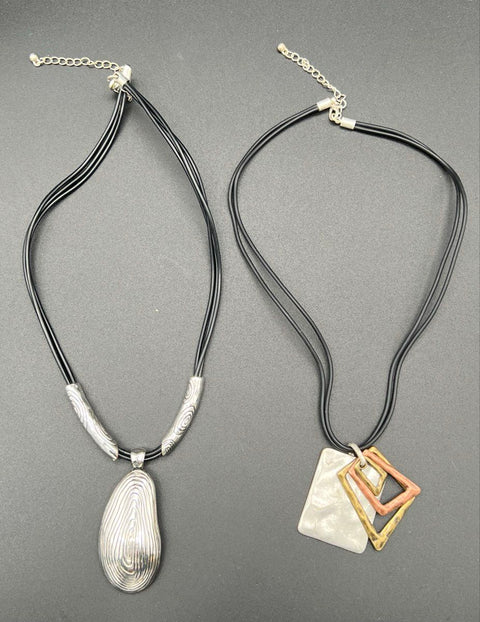 Modern Chunky Statement Necklace Jewelry Lot of 5 Geometric Boho Style Pendants