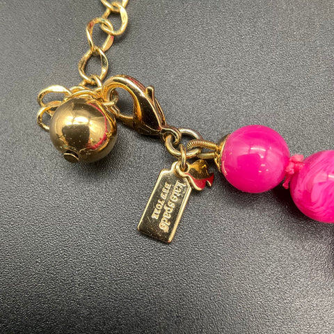 Kate Spade New York Gold Tone Pink Marbled Bead Tassel Necklace 18-20"