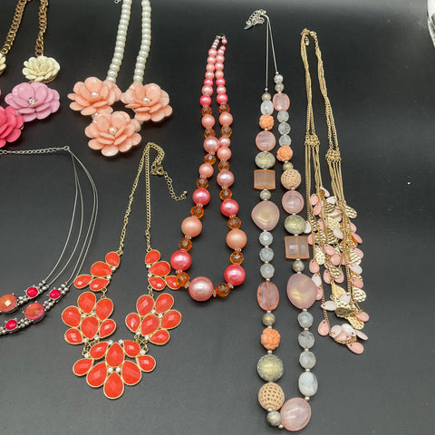 Costume Jewelry Lot 10 Necklaces Vintage to Modern Statement Beaded Floral