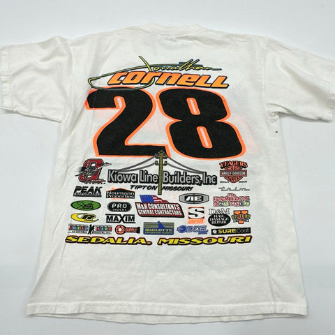 Lot of 2 Jonathan Cornell #28 Signed Racing T-Shirts Youth Sz L Sedalia MO