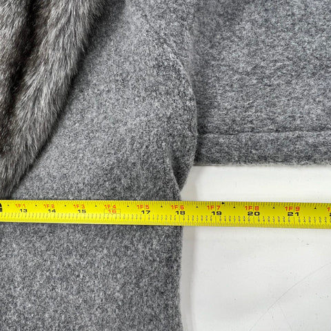 ett:twa Anthropologie Gray Faux Fur Collar Cardigan Sweater Jacket Women's S