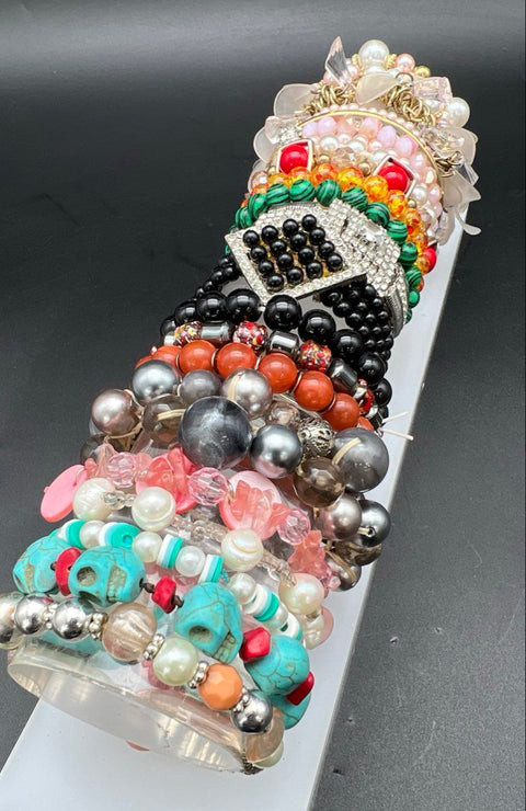 Vintage to Modern Mixed Costume Jewelry Bracelet Lot 1.5 lbs Beaded Bangles