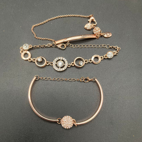 Rose Gold Tone Fashion Jewelry Lot 15pc Rings Necklaces Bracelets Earrings