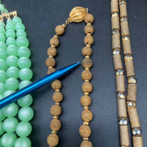 Vintage Trifari Costume Jewelry Lot of 7 Multi-Strand Beaded Necklaces
