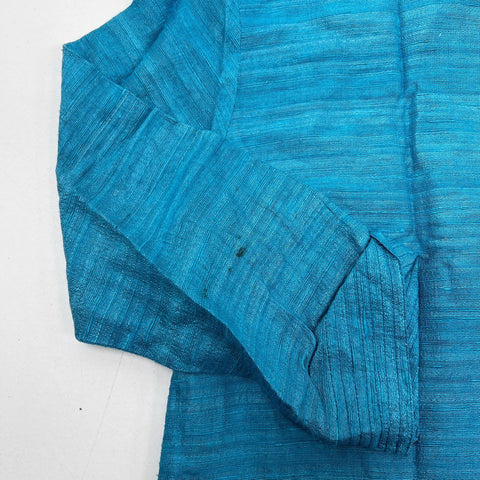 Charlotte Kellogg Women's Silk Tunic Top Teal Blue Pintuck Textured Sz M