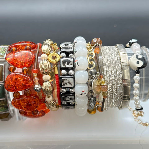 Eclectic Wearable Jewelry Lot of 20+ Bracelets Bangles Cuff Boho Beaded