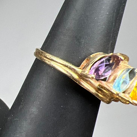 14K Gold Multi-Gemstone Ring Size 8 3.39g Missing Stone