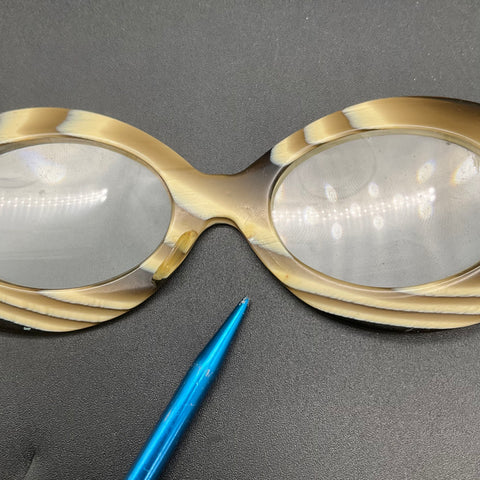 Vintage 60s Reisco France Mod Eyeglass Frames Tan Brown Striped SM/MED