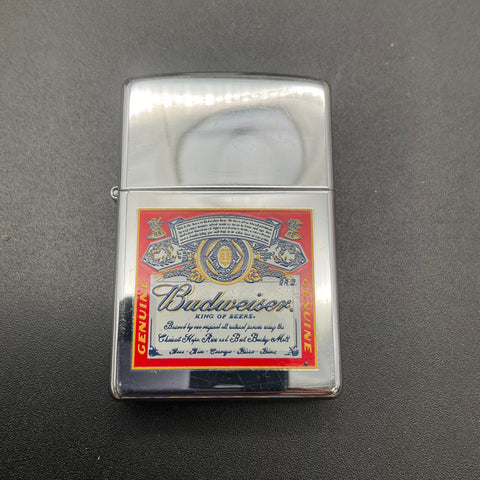 Zippo Budweiser King of Beers Lighter Chrome Vintage 2001 Made in USA