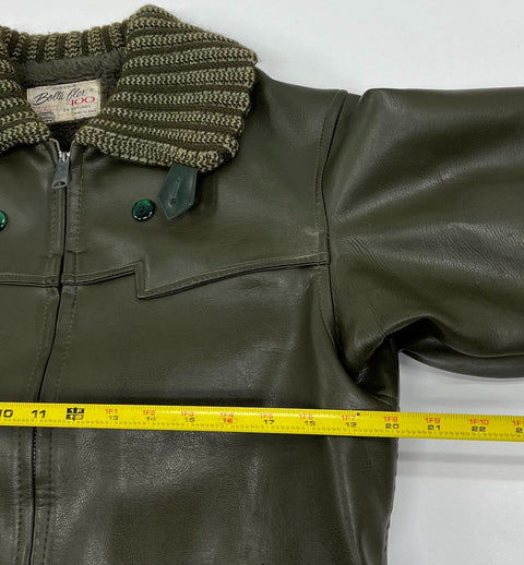 Vintage 70s Bolta Flex 400 Faux Leather Sherpa Lined Car Coat Jacket Sz L