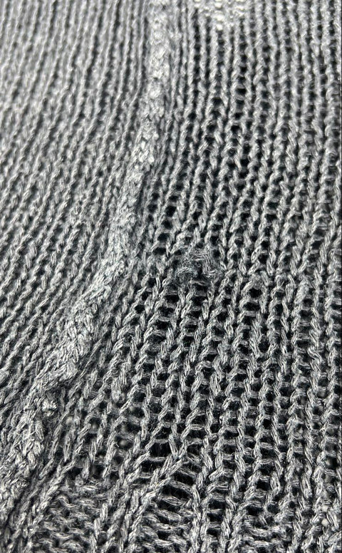 Free People Charcoal Gray Open Knit Drapey Snap Side Cardigan Sweater Women's L