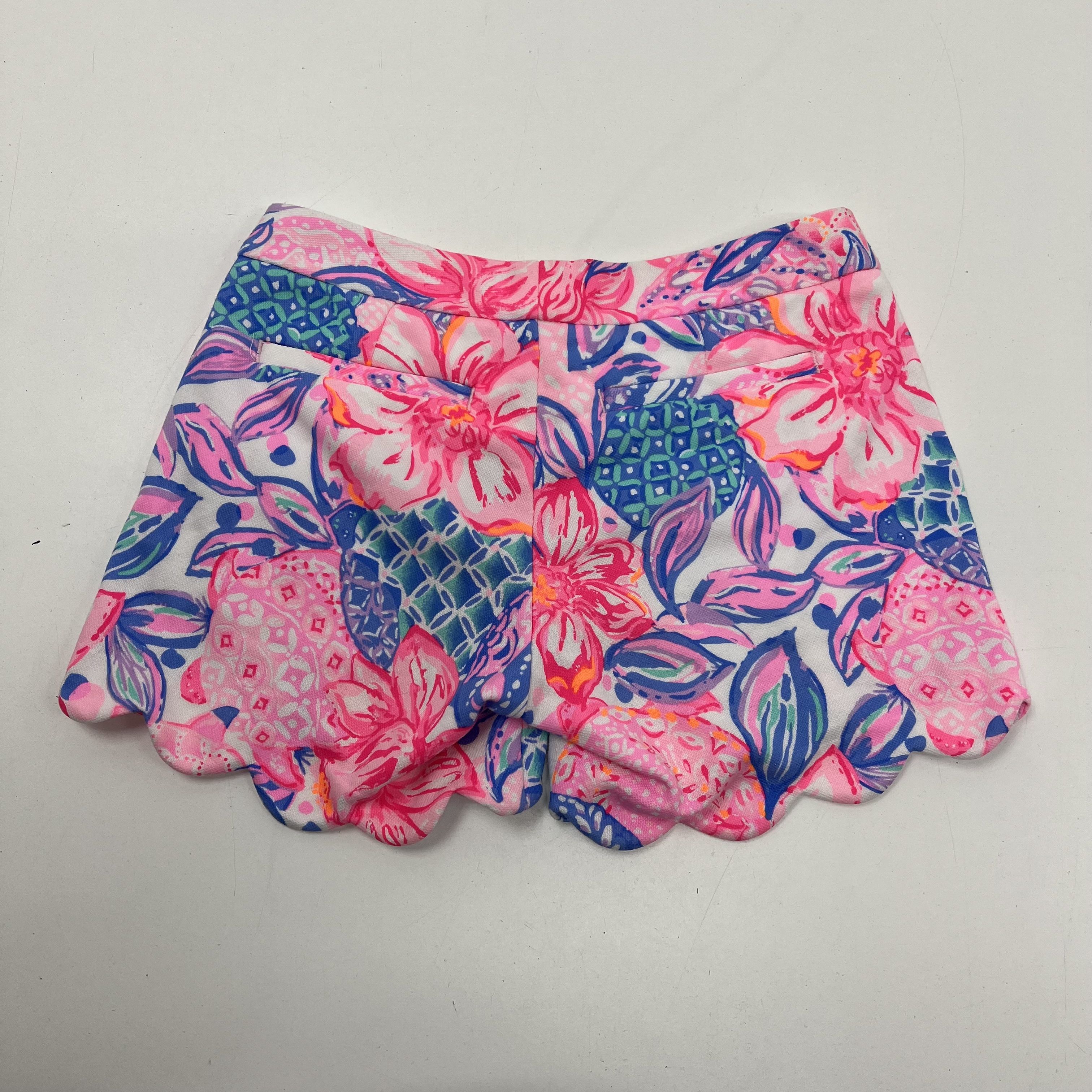 Lilly Pulitzer Buttercup Scalloped Shorts Floral Pineapple Women's Size 00