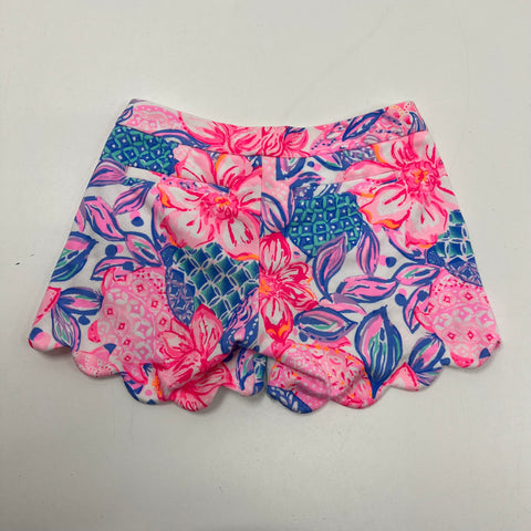 Lilly Pulitzer Buttercup Scalloped Shorts Floral Pineapple Women's Size 00