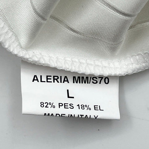 Sarm Hippique Aleria Women's White Ribbed Equestrian Show Shirt Italy Sz L NWT