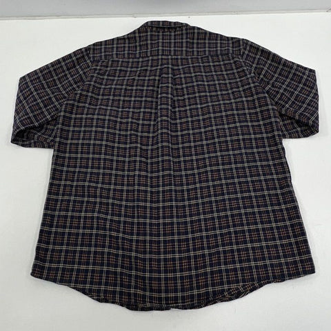 Men's LL Bean Blue Orange Plaid Long Sleeve Button Up Cotton Shirt - Size XLT