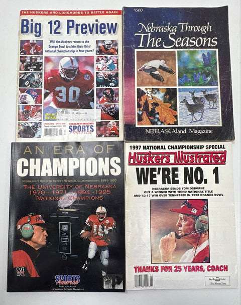 Nebraska Husker Football Magazine & Memorabilia Lot Tom Osborne Time 13 Pcs