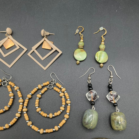 Boho Modern Fashion Earring Lot of 14 Pairs Dangle Drop Hoop Tassel Geometric
