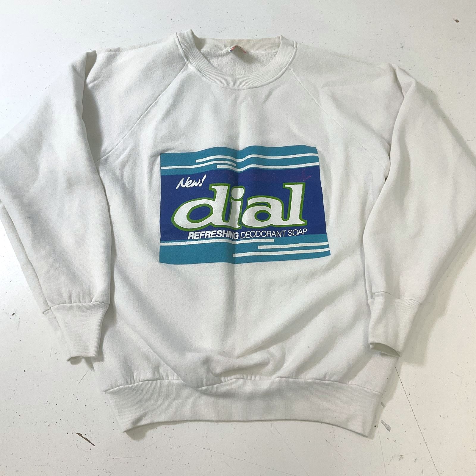 Vintage 1980s White Dial Soap Graphic Crewneck Sweatshirt Unisex Size Medium